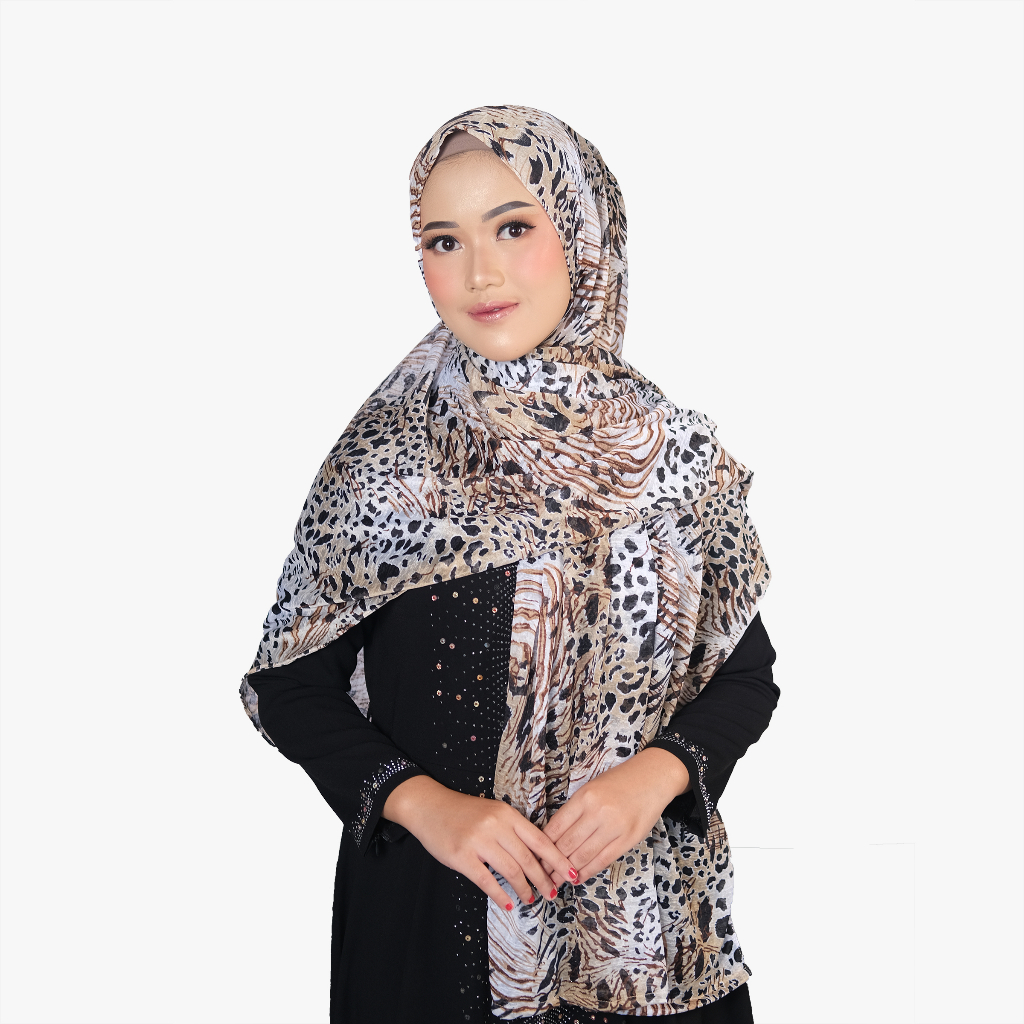 alwira hijab pasmina oval leopard