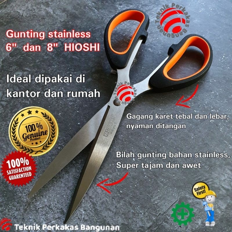 

Gunting serbaguna stenlis multifungsi/kain kertas Hioshi 6"- 8" 50HS68