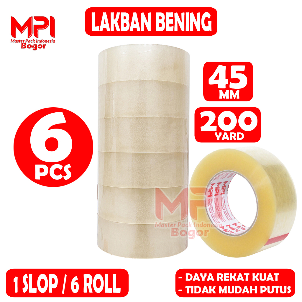 

6 PCS - Lakban Bening JUMBO MPI 45 mm x 200 yard / Lakban Packing - Master Pack Indonesia Bogor