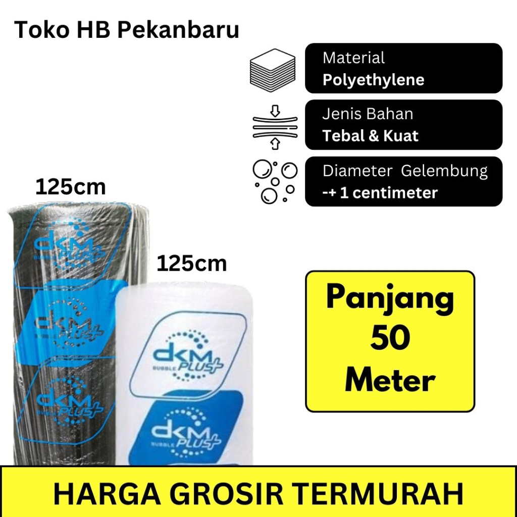 

Plastik BubbleWrap 1Roll Full DKM+ ukuran 125cm x 50m