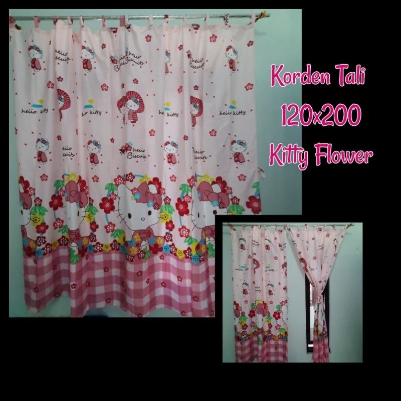 Korden Jendela Pintu Perekat Kartun Ukuran 120x200cm Hello Kitty