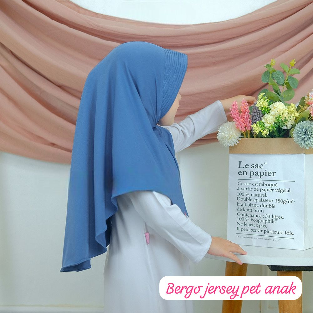 Bergo Instan Jersey Anak I Hijab Anak Jersey Premium Jilbab Anak Pinguin