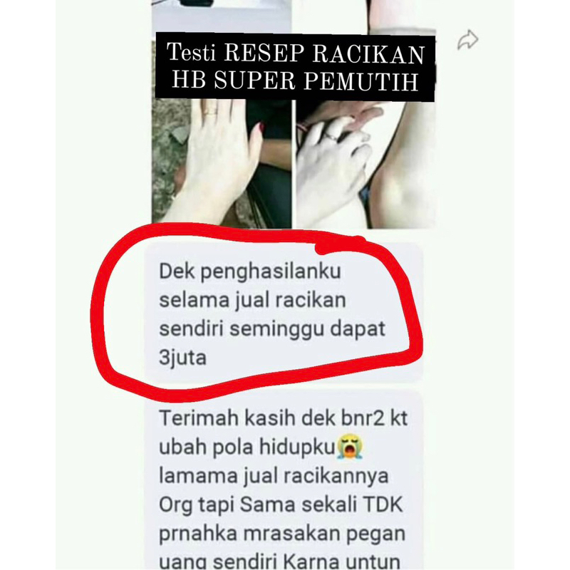 RESEP RACIKAN HB SUPER PEMUTIH