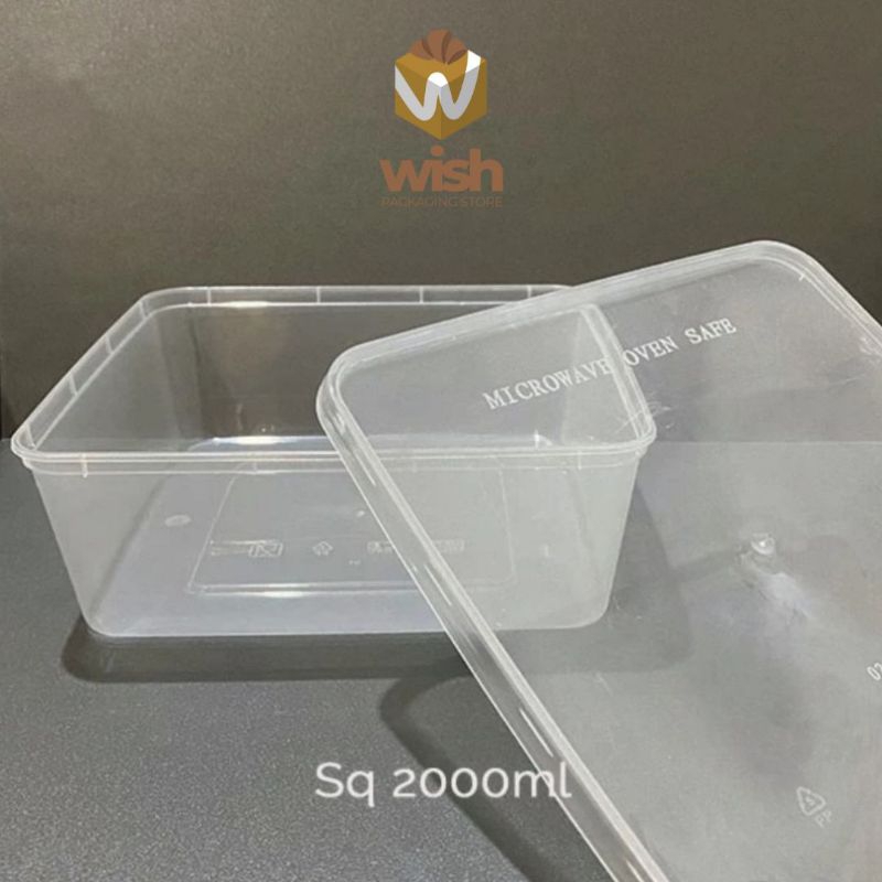 Kotak makan plastik 2000 ml Persegi / thinwall 2000 ml SQ /kotak makan