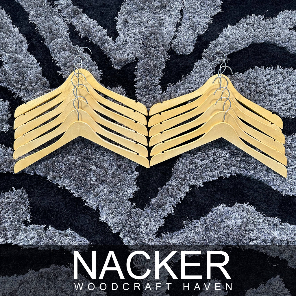 Hanger Kayu Dewasa 1 Lusin - Premium NaturalWood Wardrobe Essentials