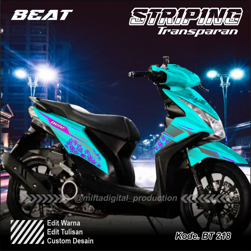 Setriping Beat Street  Custom Desain - Beat FI - Beat Esp - Beat Street Esp - Striping Sticker Beat