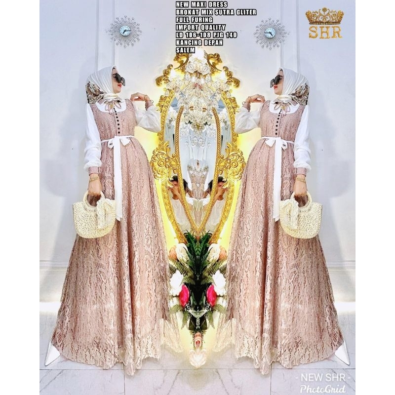 Gamis Maxi Dress SHR Brokat Salem
