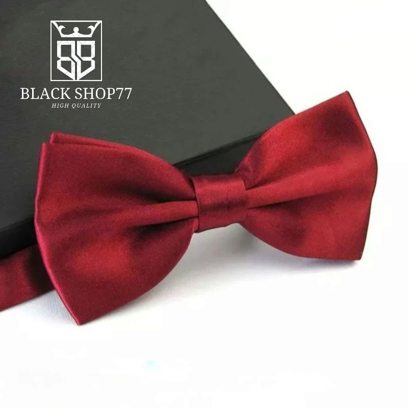 Dasi Kupu Kupu Dewasa Satin Polos Merah Maroon Tua Premium Elegance