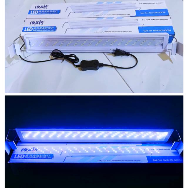 Lampu Led Aquarium 30-40cm sd 80-90cm Vosso Roxin Led 4 baris Lampu atas Aquascape Putih Biru Lampu 