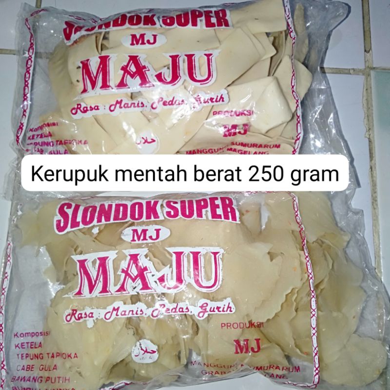 

Kerupuk Mentah Slondok Super Maju 250 gram Bulat Panjang Enak Siap Goreng