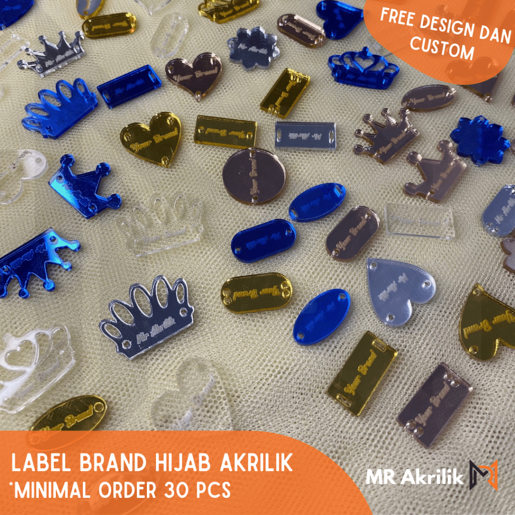 

LABEL AKRILIK MIRROR | LABEL BRANDING HIJAB | CUSTOM CUTTING LABEL