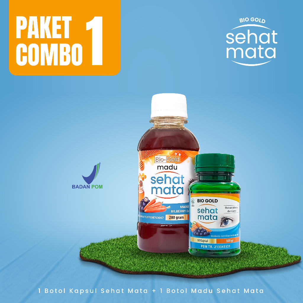 

[Paket Combo] 1 Botol Kapsul Sehat Mata Plus 1 Botol Madu Sehat Mata Estrak Bilberry dan Wortel