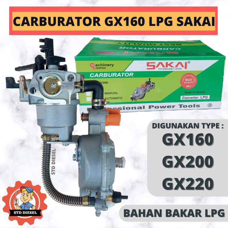 CARBURATOR CABURETOR CABURATOR GX160 GX200 GX220 INVERTER LPG KARBURATOR 160 200 220 MERK SAKAI PAKA