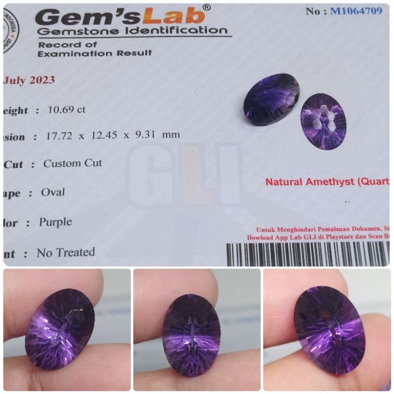 Natural Top Amethyst Indonesia 10 ct Kecubung bagus memo GLI