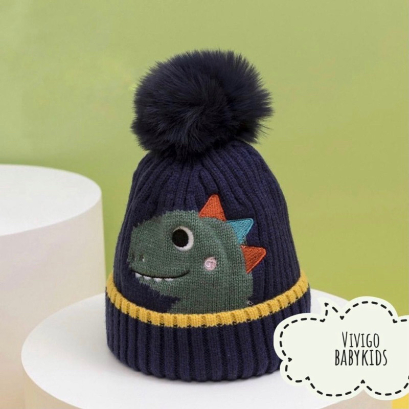 Topi Rajut Anak Dino 2 Tahun Keatas Import