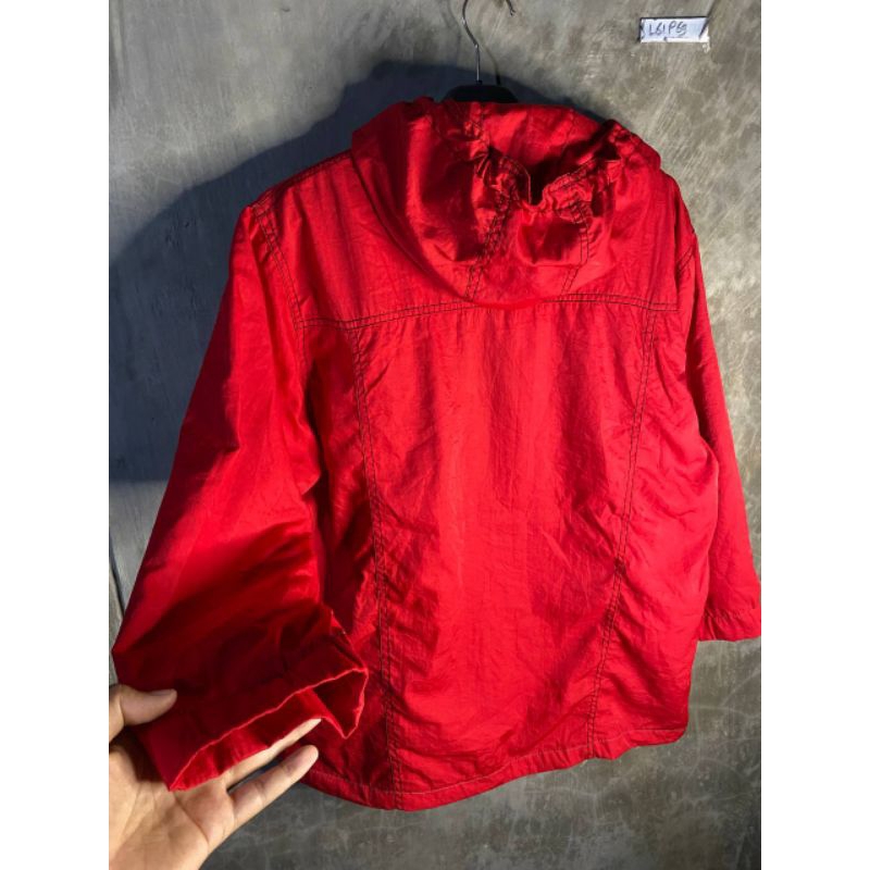 .JAKETT OUTDOOR TEBAL WARNA MERAH NO MINUS FULL HOODIE SIZE L fit XL