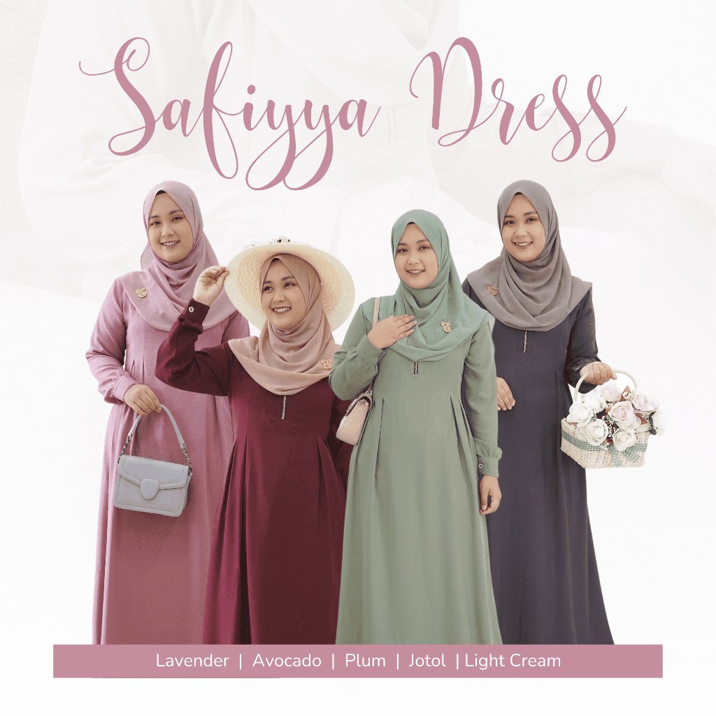 Elhurriyah Gamis Dewasa Safiyya Dress Polos Terbaru Seragam Pengajian Muslimat NU Kader Pkk Hitam