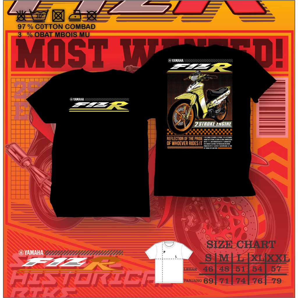 Kaos Fiz R Indonesia Yamaha 2 Tak Baju FizR 2 Stroke Speed Racing Combed 30s caisar custom