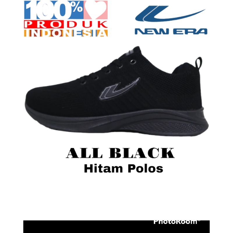 Sepatu Sekolah New Era Hitam Polos All Black