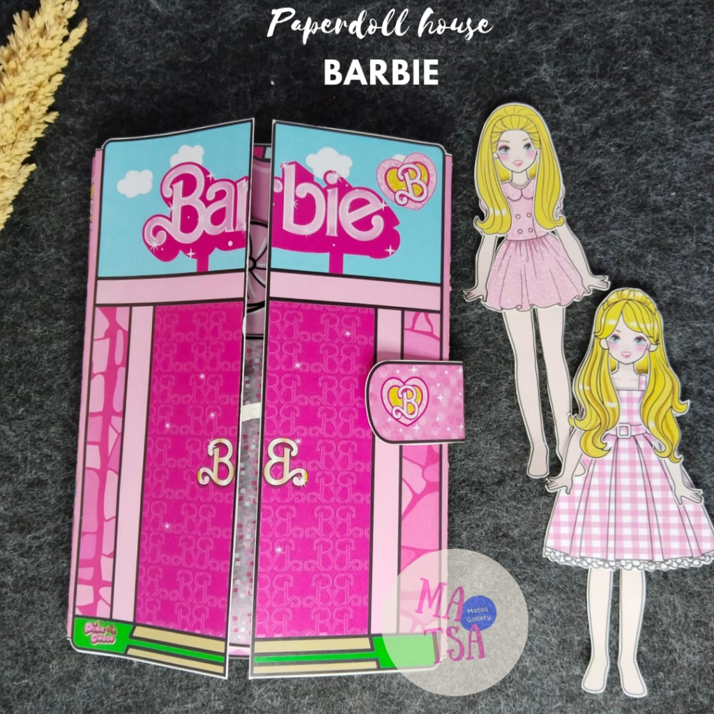 paper doll house barbie pink/guiet book doll house