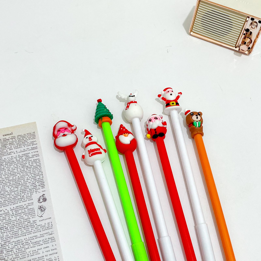 

GROSIR 4 8 12 PCS 1 LUSINAN PEN GEL KARAKTER NATAL ADA RUSA SANTA CLAUS MISTLETOE MANUSIA SALJU LUCU UNIK TERMURAH READY COD