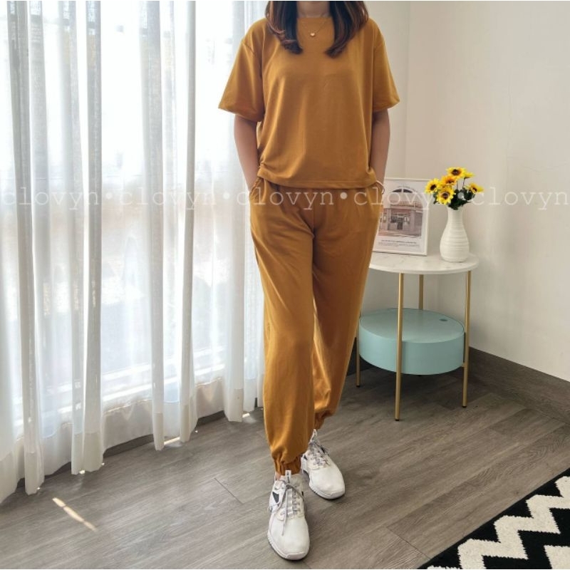 Setelan polos wanita celana JOGGER