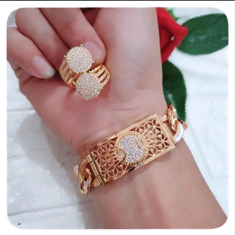 xuping miracle - set gelang dan cincin mewah sultan wanita