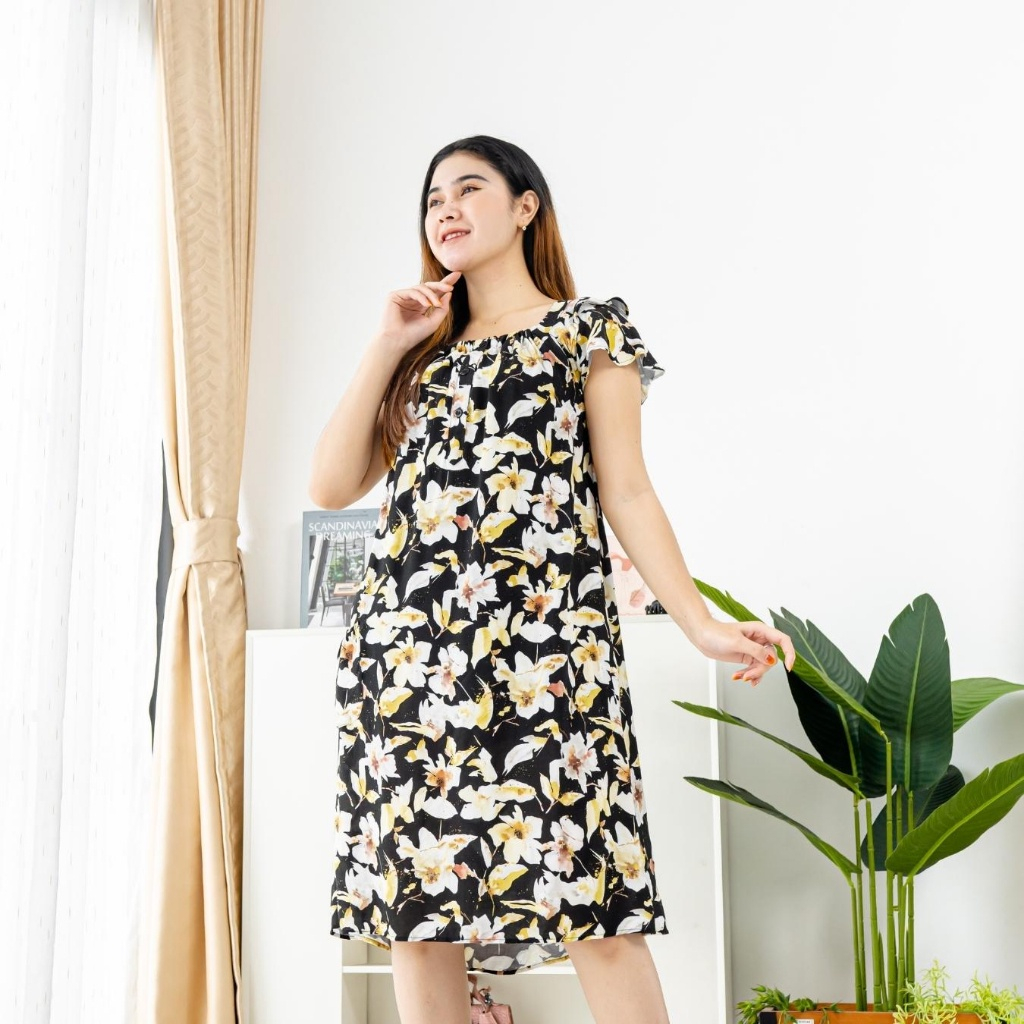 JASMINE Dress Hamil Dan Menyusui Rayon By. Ademin.Co | Daster Kekinian
