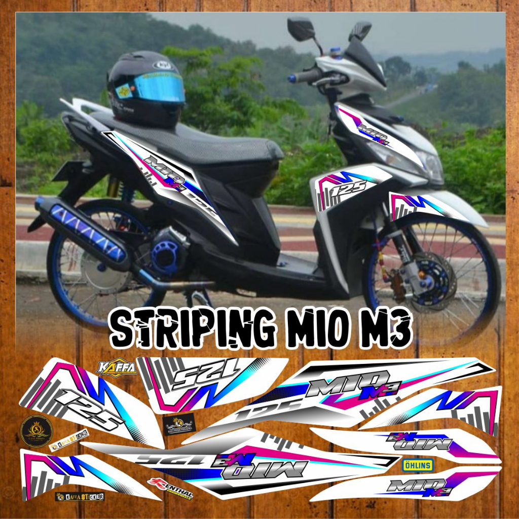 Stiker Mio M3/Z Decal Striping Mio M3/Z Premium Racing Stiker List Style Polet Putih