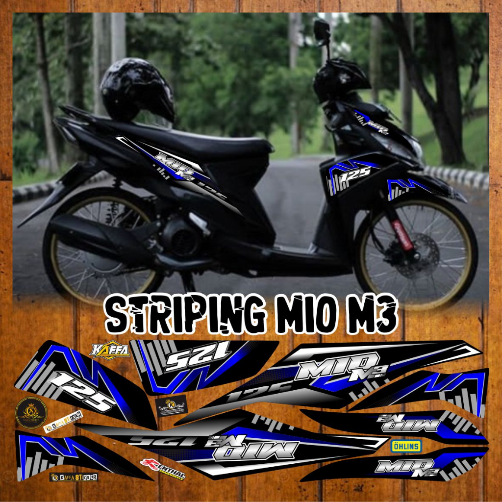 Stiker Mio M3/Z Decal Striping Mio M3/Z Premium Racing Stiker List Style Polet Biru