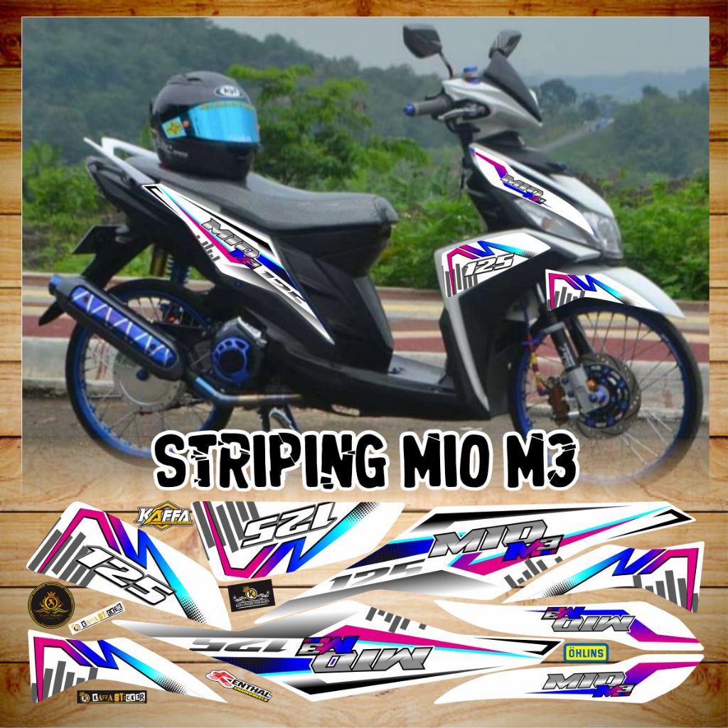 Stiker Mio M3/Z Decal Striping Mio M3/Z Premium Racing Stiker List Style Motif Rainbow Putih