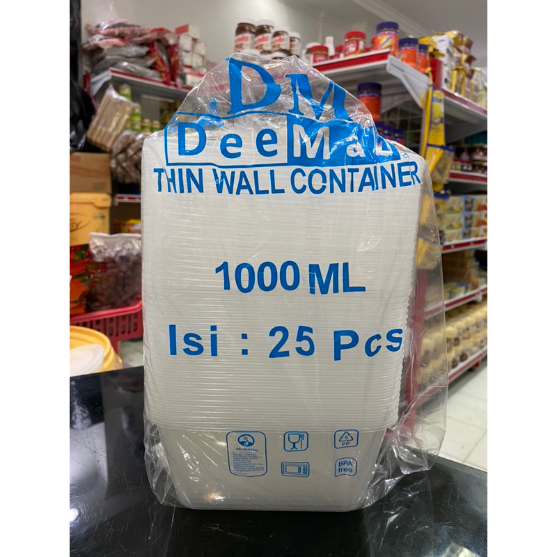 Thinwall Box kotak DM 1000ml (25pcs) / Kotak Makan Plastik 1000ml / Box Container DM 1000ml