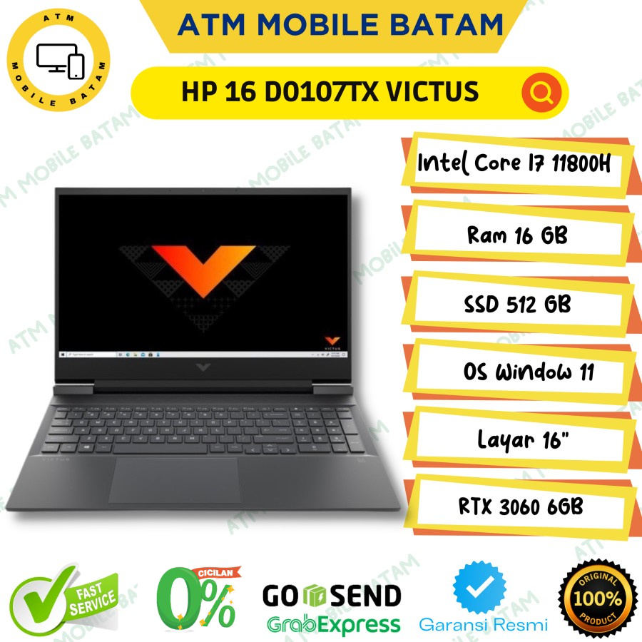 Laptop Hp 16 Victus D010TXi7 11800H 16/512GB RTX 3060 6GB