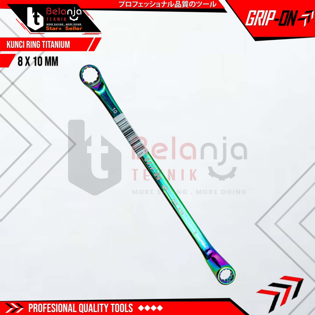 Grip On Kunci Ring 8 X 10 MM Titanium Kunci Double Ring Spanner 8X10MM