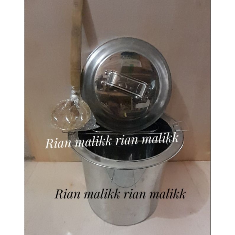1 set Dandang mie ayam sekatan lepas | Tong mie ayam diameter 35 cm bahan stenlis + saringan kuninga