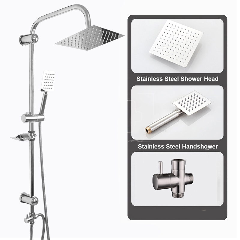 REAIM Shower Kamar Mandi 2 Dalam 1 Set Keran Original Shower Dengan Faucet Sprayer Faucet Panas Hand Shower Shower Set Full Stainless Shower Colum Set Mandi