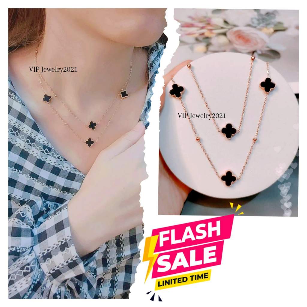 SALLY - Kalung clover jedar 2layer anti karat
