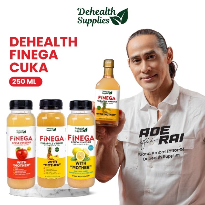 

FINEGA ex VINEGA | CUKA APEL | NENAS | LEMON - 250ml Botol PLASTIK | Dehealth Supplies