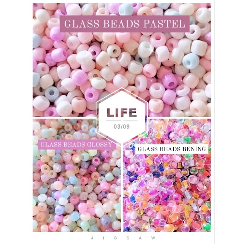 MANIK PASIR  ukuran 6/0 /MIX WARNA PASTEL / 25 GRAM