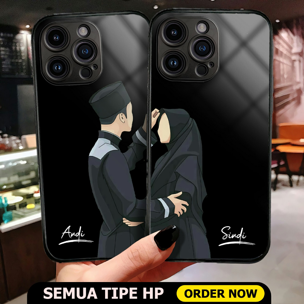 Softcase Glass Couple Request Nama (MV19) Softcase Couple All Type Case Hp Couple Custom Nama Satuan