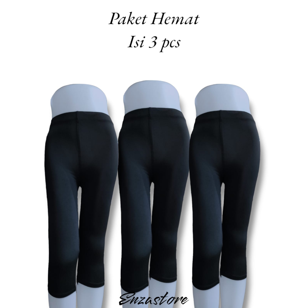 PAKET ISI 3 Celana Legging Leging Pendek  Standar dan Jumbo 7/8 Max bb 120kg Spandek Melar adem Lemb
