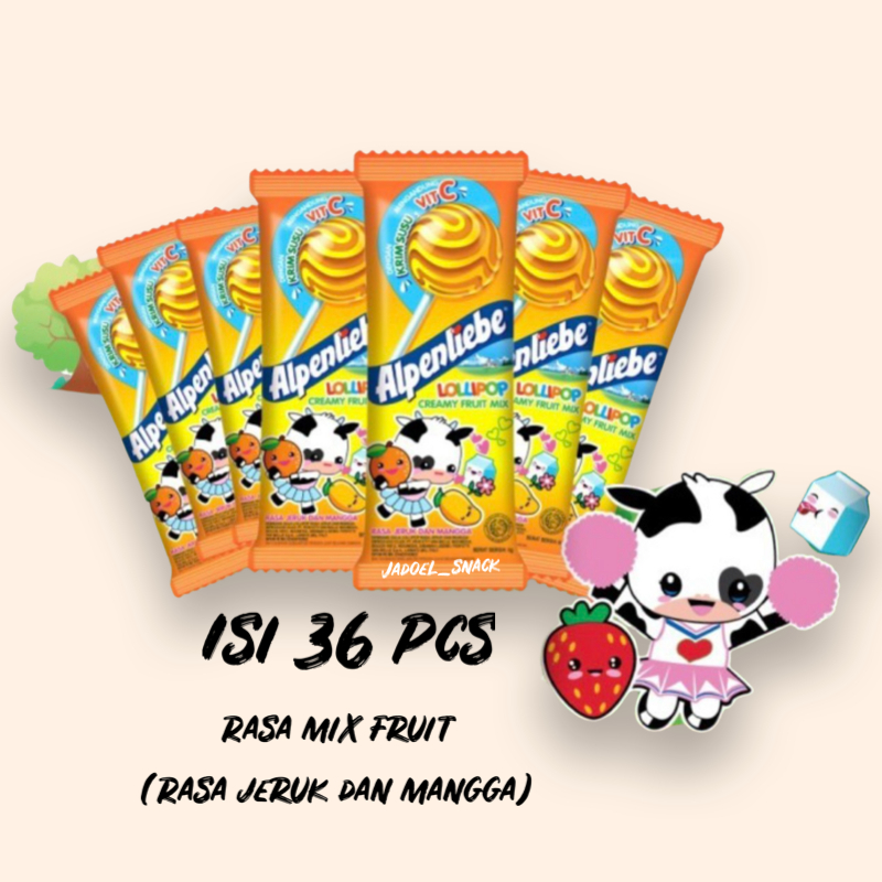 

GROSIR - Alpenliebe Lollipop Fruit 36 x 6 GR Rasa Mix Fruit Mangga Orange