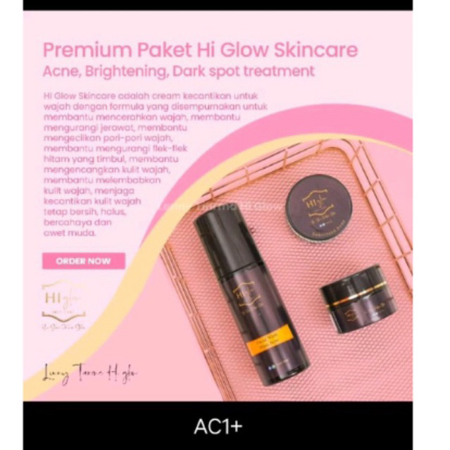 Hi Glow Skincare Paket Premium Glow-Acne-Flek Bahan Premium