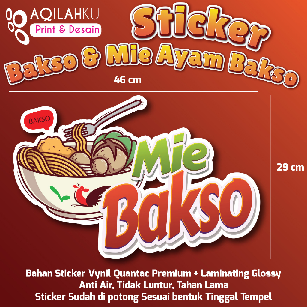 

Ay00! Sticker Kaca Gerobak / Etalase Mie Bakso Mie Ayam Bakso Ukuran 46x29 cm Sticker Vynil