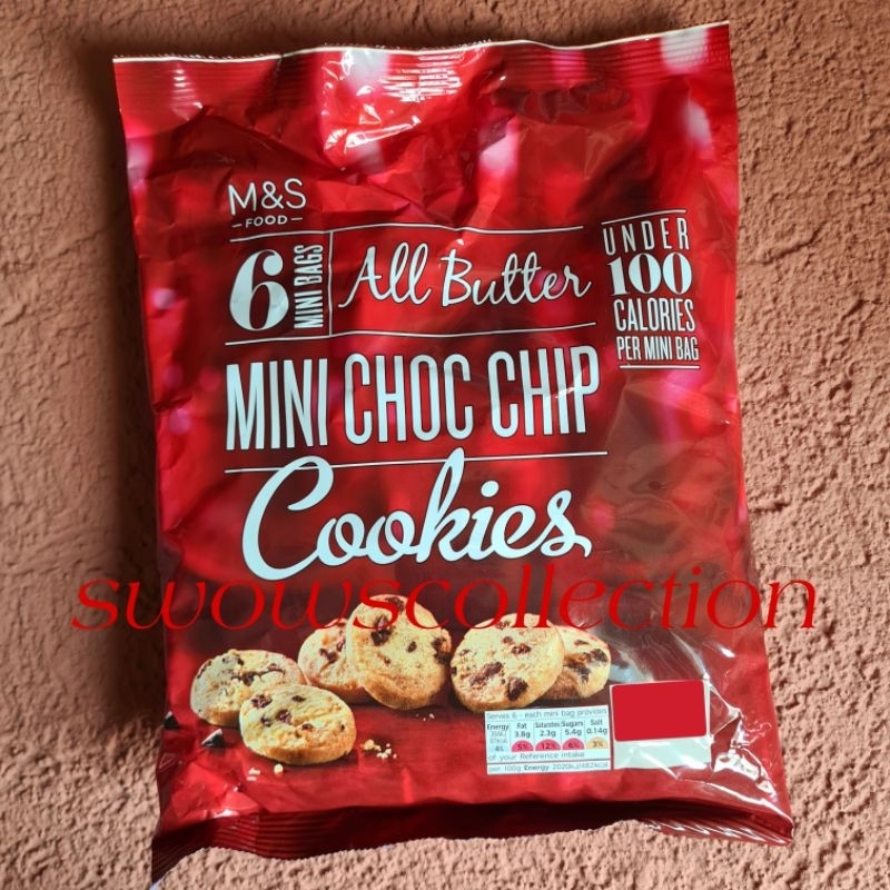 

M&S MARK MARKS & AND SPENCER ALL BUTTER MINI CHOC CHIP COOKIES BISCUIT BISKUIT CHOCOLATE COKLAT COKELAT