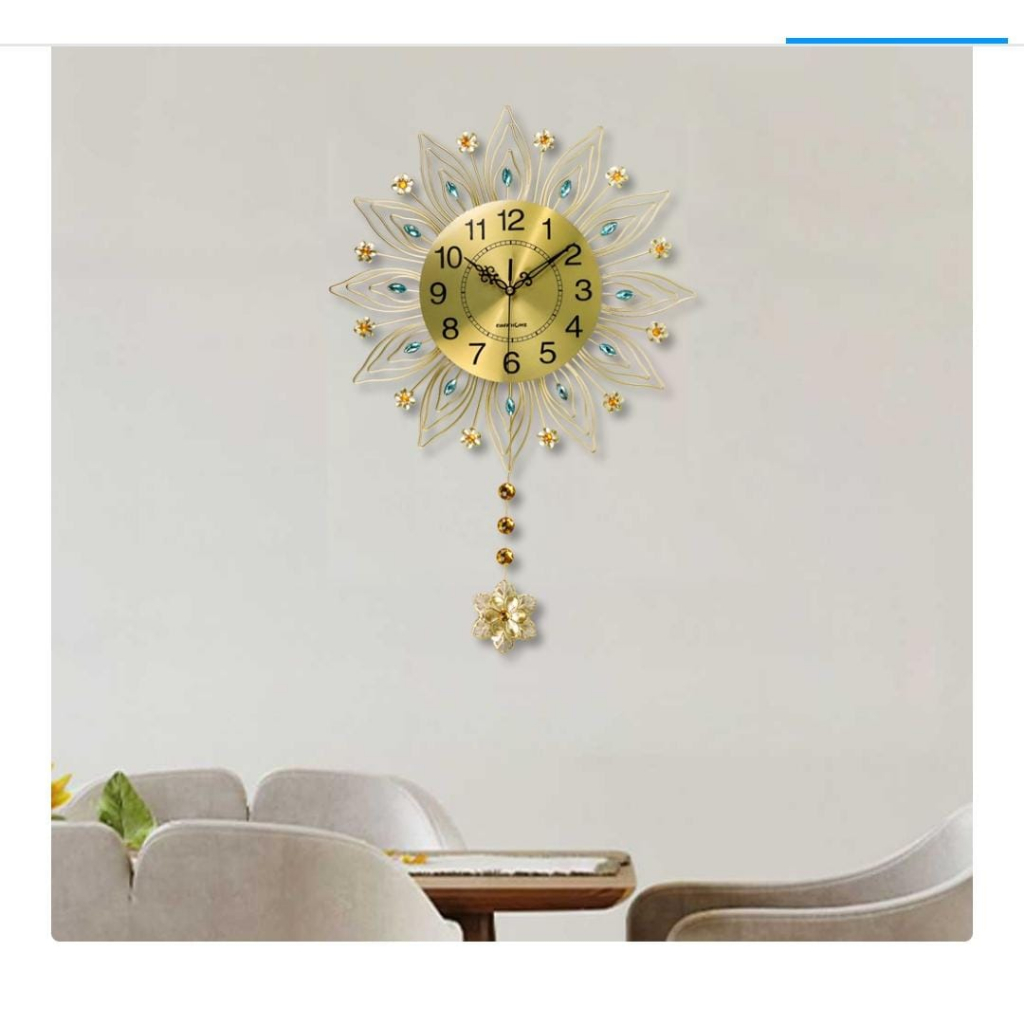 COD TaffHOME Jam dinding 3D Luxury diamond Golden Geometric Jam Besar diamond Golden