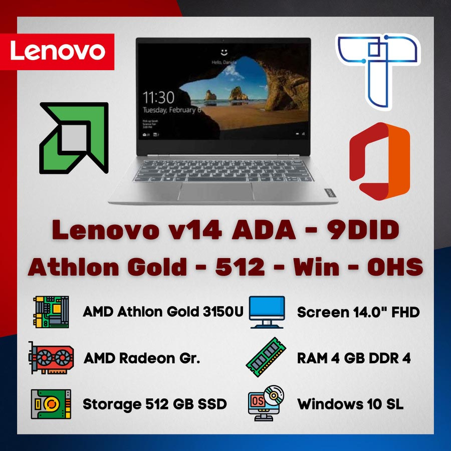 Laptop Notebook Lenovo v14 ADA 9DID Athlon Gold - 512 - 4 - Win - OHS