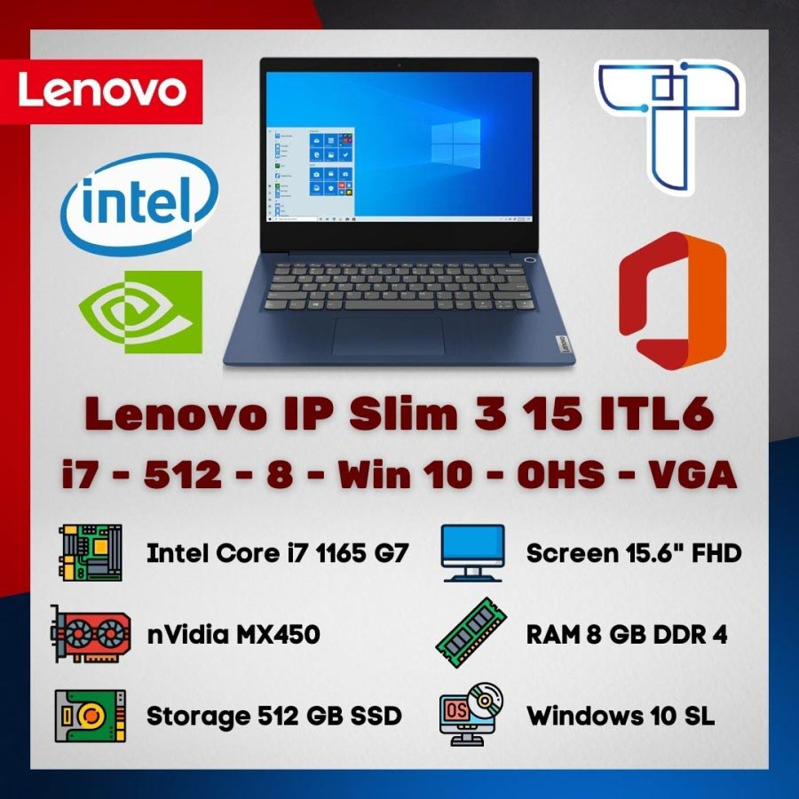 Laptop Notebook Lenovo IP Slim 3 15 ITL6 - i7 - 512 - 8 - Win 10 - VGA