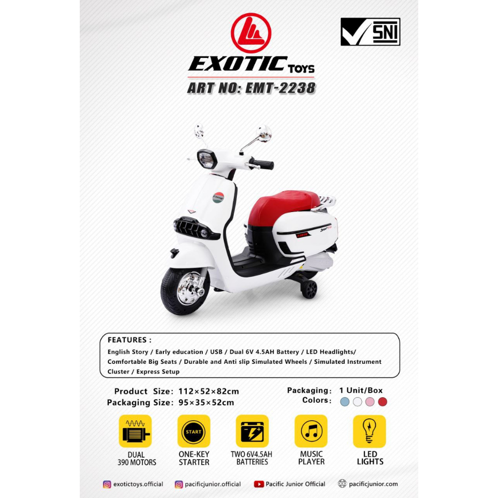 Exotic EMT-2238 RC Motorcycle - Mainan Motor Aki Anak