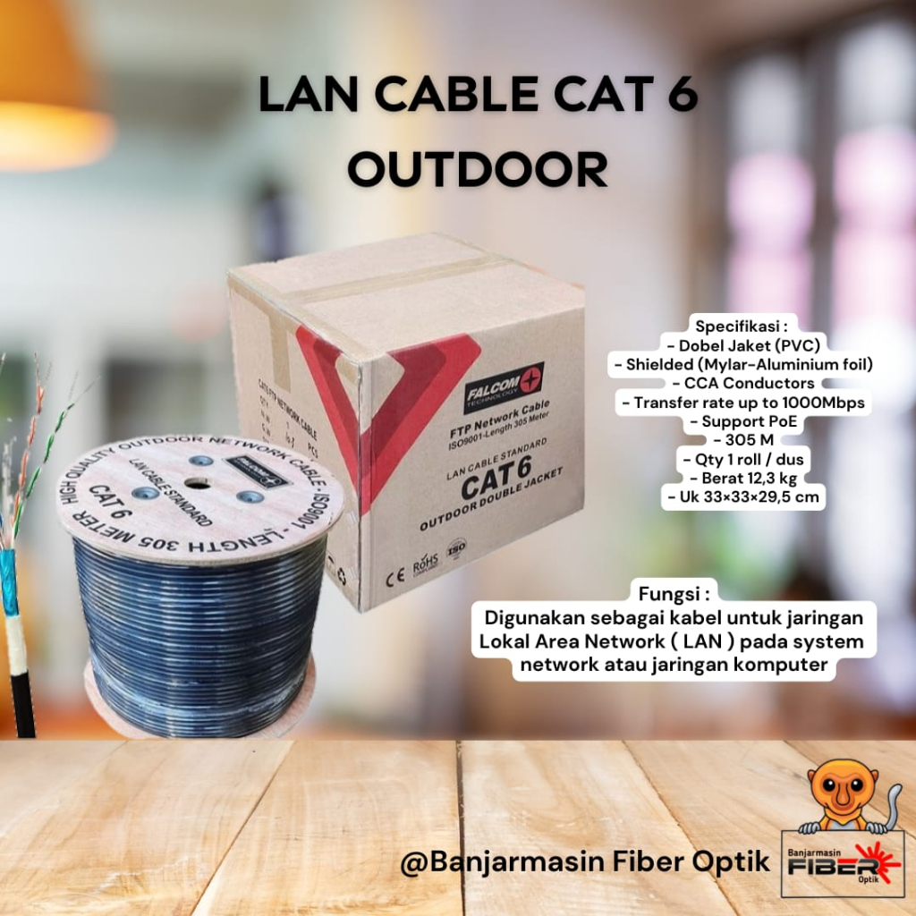 Kabel LAN Cat 6 FTP LAN OUTDOOR - 1 roll 305 meter Original FALCOM Technology